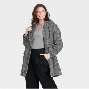 A New Day Women's Top Overcoat Size XXL‎ Black & White